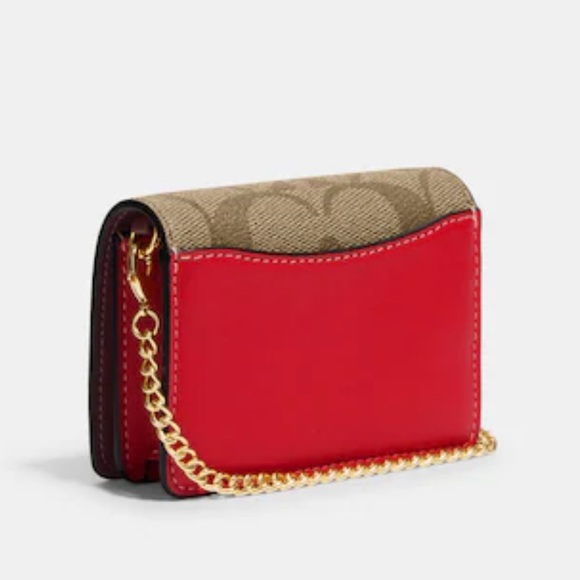 COACH Mini Wallet On A Chain In Signature Canvas With Strawberry Emblem - Picture 4 of 7